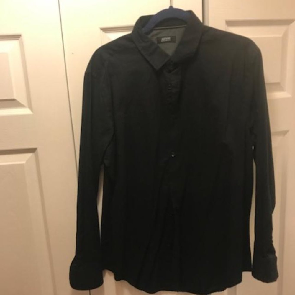 Men's Alfani black textured leisure shirt XL